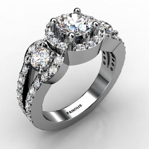 18k White Gold Engagement Ring 1.051ct - 1001868-18kw